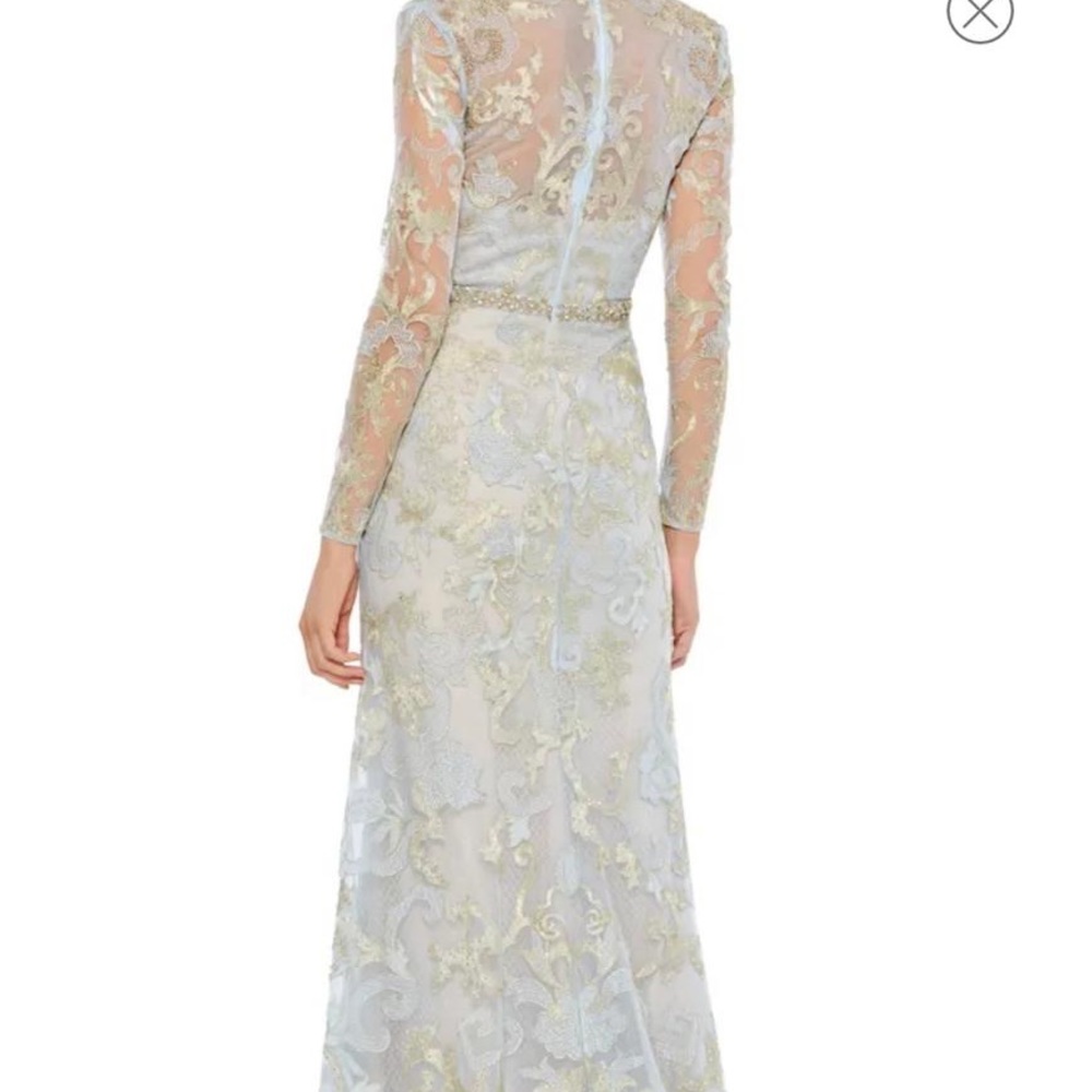 Mac Duggal Sequin Net Long-Sleeve A-Line Gown - image 1